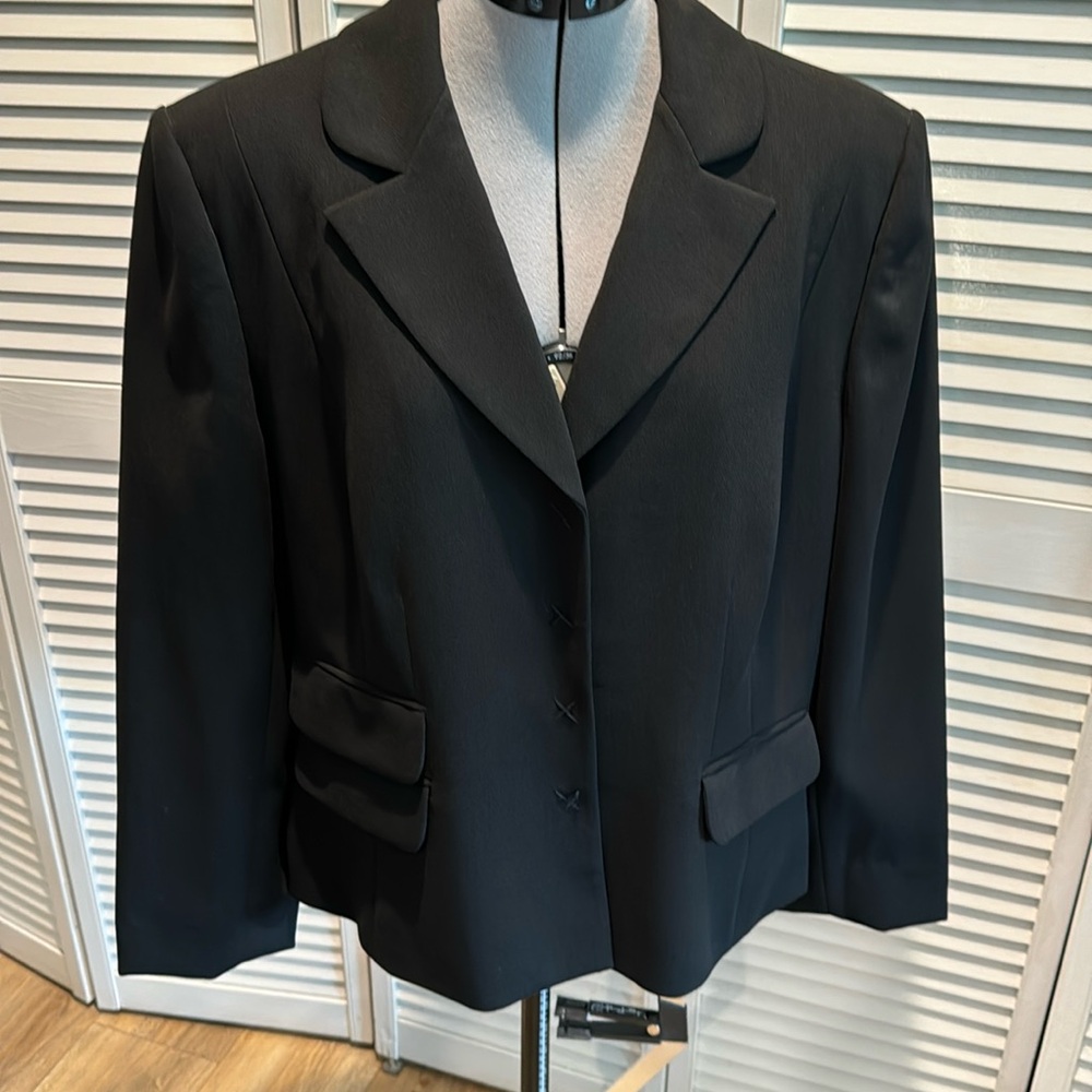 Black pant suit.